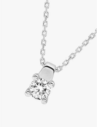 Collier solitaire or blanc...