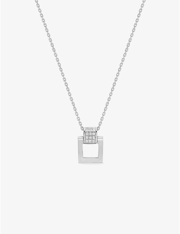 Collier carré or blanc 750‰...