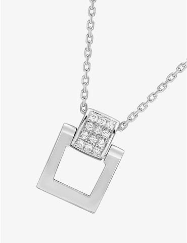 Collier carré or blanc 750‰...