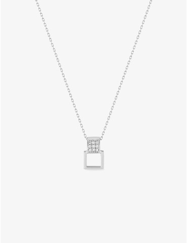 Collier carré or blanc 750‰...