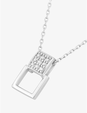 Collier carré or blanc 750‰...