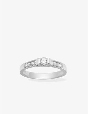 Bague solitaire accompagné...