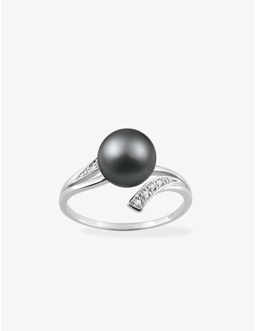 Bague or blanc 750‰, perle...