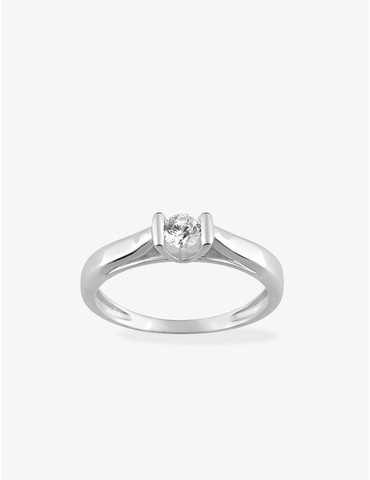 Bague solitaire or blanc...