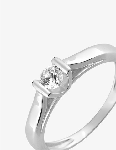 Bague solitaire or blanc...