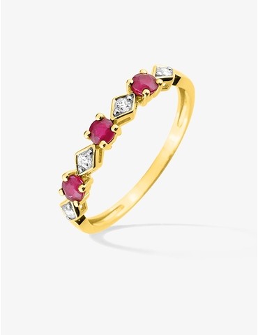 Bague or jaune 375‰, rubis...