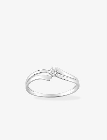 Bague solitaire or blanc...