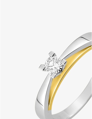 Solitaire or 750‰ bicolore...