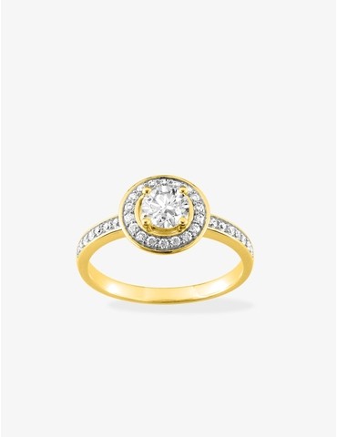 Bague rond plaqué or oxydes...