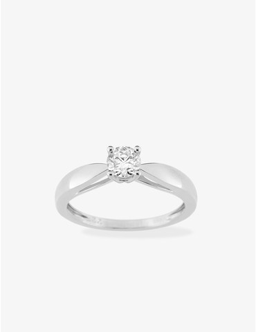 Bague solitaire or blanc...