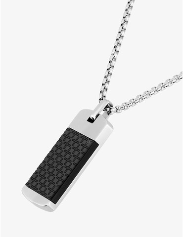 Collier homme acier plaque...
