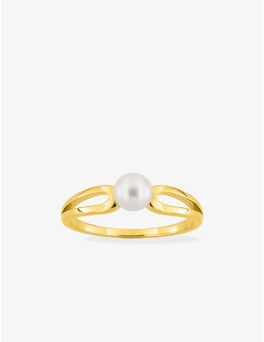 Bague plaqué or et perle 5 mm