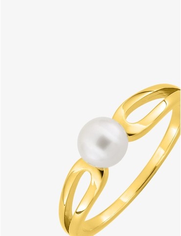 Bague plaqué or et perle 5 mm