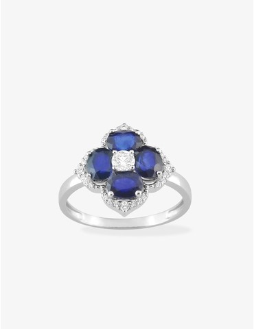 Bague fleur or blanc 375‰,...