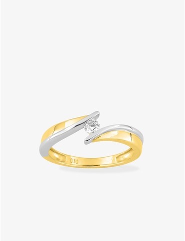 Bague solitaire bicolore or...