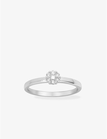 Bague fleur or blanc 750‰,...
