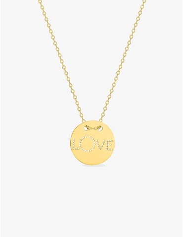 Collier jeton LOVE plaqué or