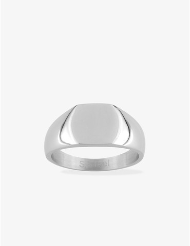 Chevalière en acier gris