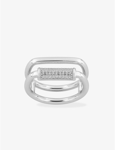 Bague en argent rhodié et...
