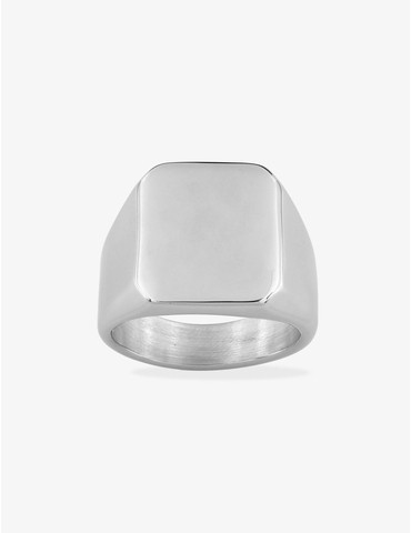 Bague chevalière en acier gris
