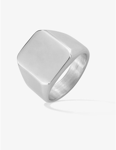 Bague chevalière en acier gris
