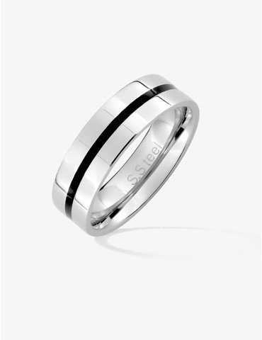 Bague acier gris, bande...