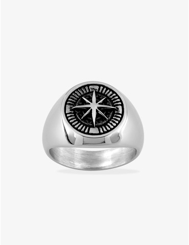 Bague en acier motif étoile