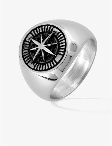 Bague en acier motif étoile