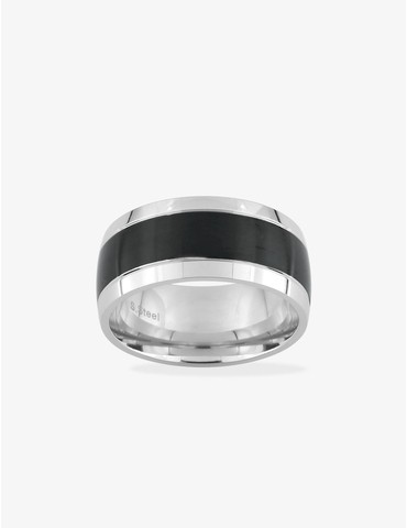 Bague acier gris et bande...