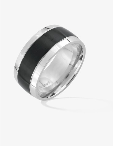Bague acier gris et bande...