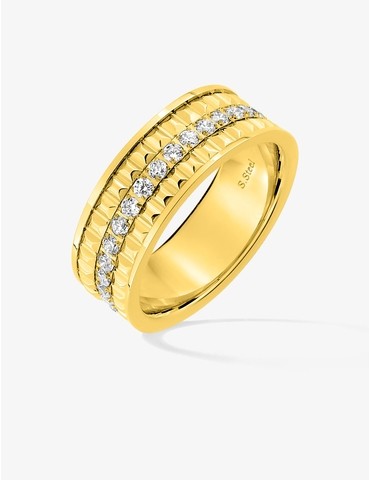 Bague en acier doré et...