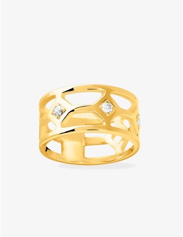 Bague graphique en plaqué...