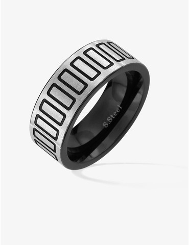 Bague en acier grise avec...