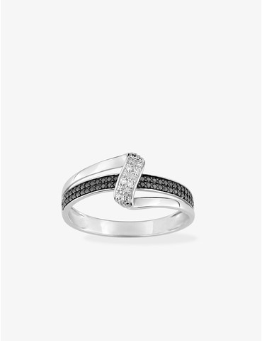 Bague or 750 ‰ et rhodium...