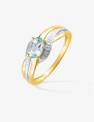 Bague or 375 ‰ et rhodium...