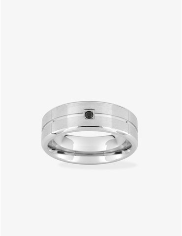 Bague en acier gris avec...