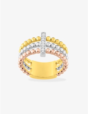 Bague plaquée or avec 3...