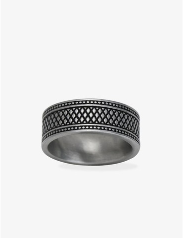 Bague acier gris stries et...