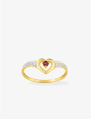 Bague cœur or jaune  750 ‰,...