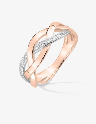 Bague plaquée or rose et...