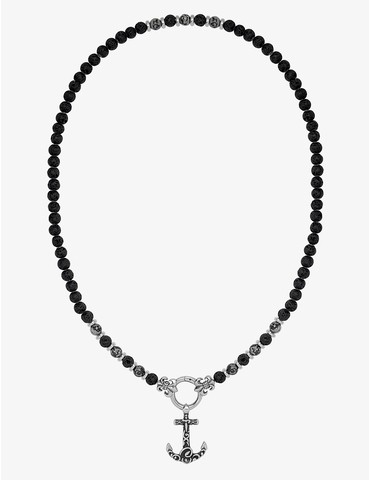 Collier perles obsidienne...