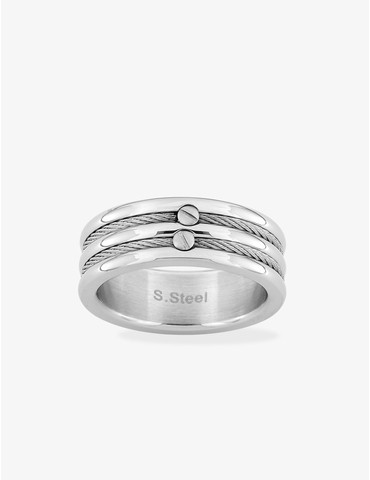 Bague acier gris avec...