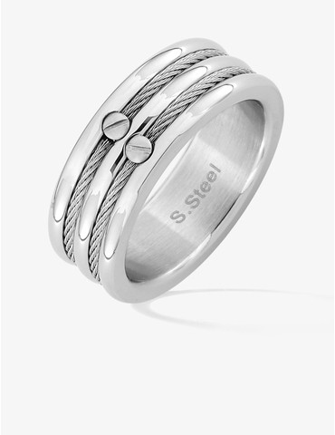 Bague acier gris avec...