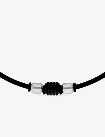 Collier acier gris cordon...