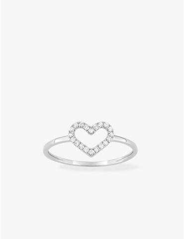 Bague cœur or blanc 375 ‰...