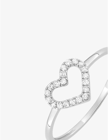 Bague cœur or blanc 375 ‰...