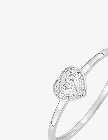Bague cœur or blanc 375 ‰...