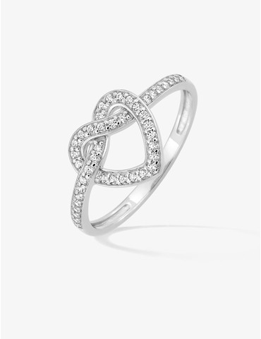 Bague en or blanc 750‰ cœur...