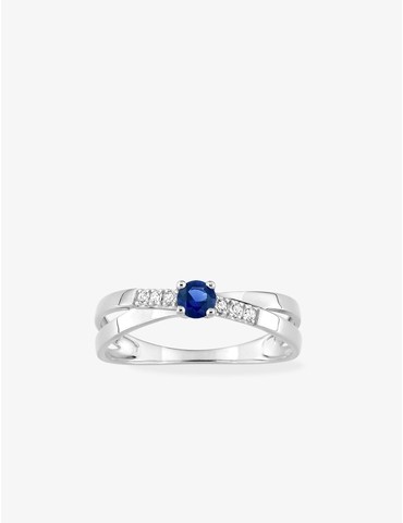 Bague or blanc 750‰, saphir...