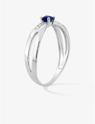 Bague or blanc 750‰, saphir...